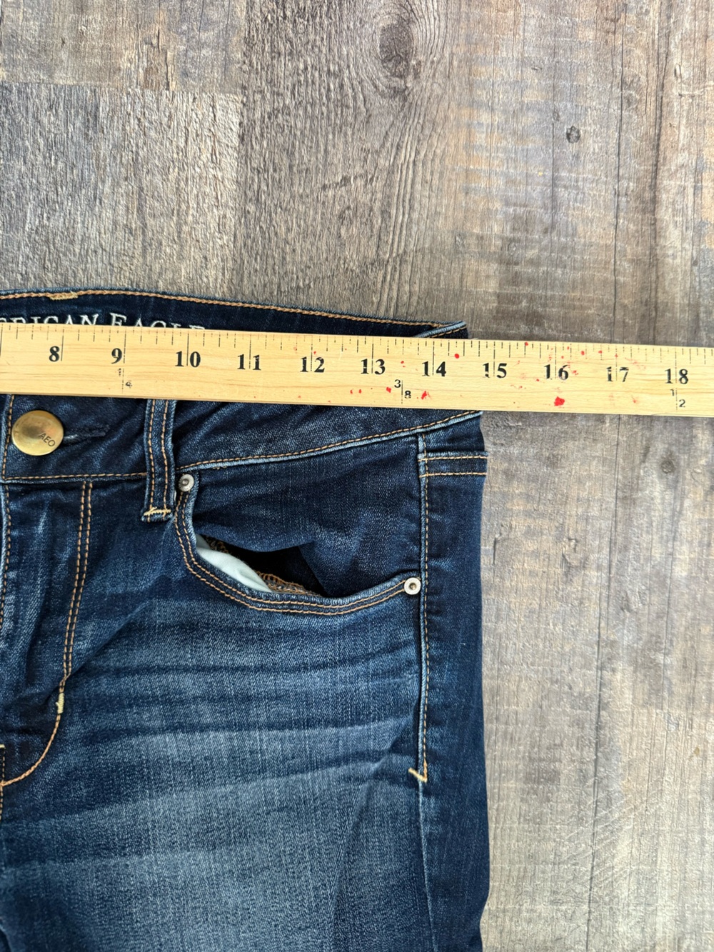 American Eagle Outfitters Dark Blue Faded Skinny Jeans AEO Denim Size 6 - Picture 9 of 12